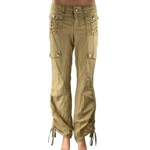 I.AM.GIA Women's Tan Khaki Ruched High Rise Utility Straight Cargo Pants Size M